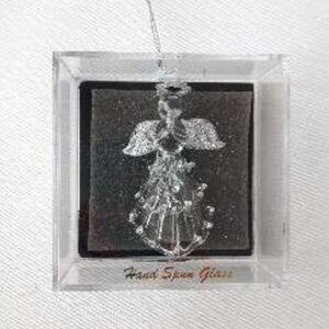 Hand Spun Clear Sparkle Wings Glass Angel Holiday